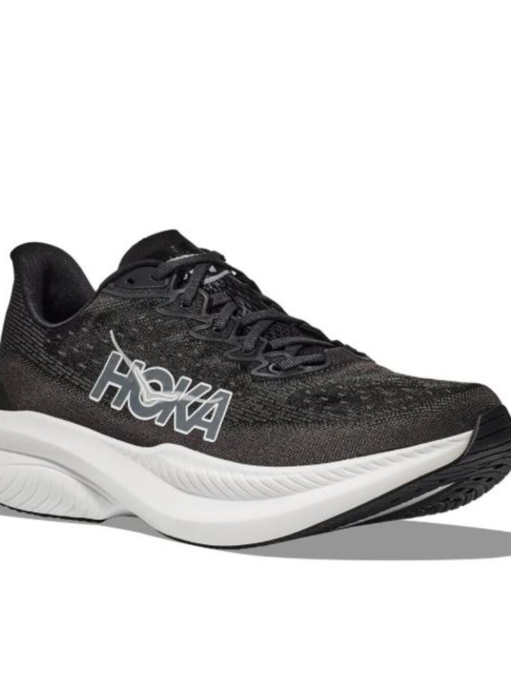 Hoka Women's Mach 6 Lace Up Running Low Top Sneakers Black White Size 7.5 B